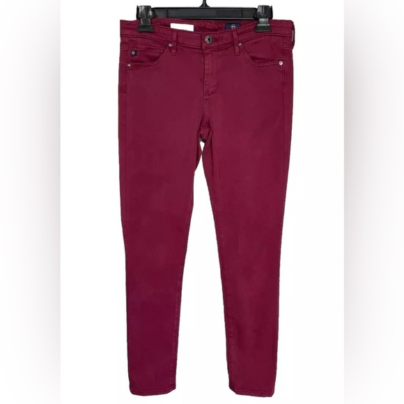 Adriano Goldschmied AG Pants Womens 28R Burgundy Red The Stilt Cigarette Leg - Picture 1 of 11